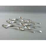 A PARCEL OF SIX PAIRS OF GEORGIAN SILVER SERVING SPOONS and a single serving spoon, 25 troy ozs