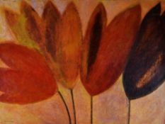 VIVIENNE WILLIAMS mixed media - entitled verso 'Four Tulips 2003', signed, 46 x 61cms