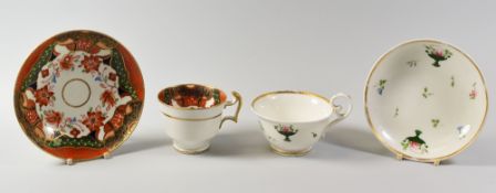 A SWANSEA PORCELAIN JAPAN PATTERN CUP & SAUCER, circa 1815, red stencilled SWANSEA mark to base of