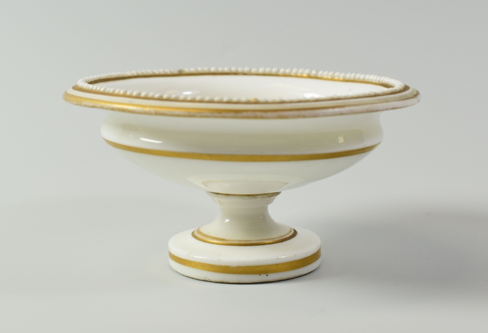 A RARE NANTGARW PORCELAIN MINIATURE TAZZA, circa 1820, the bowl of shallow circular form raised over - Image 3 of 3