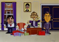 MALCOLM 'MUMPH' HUMPHREYS cartoon - political caricature of former politicians Tony Blair, John