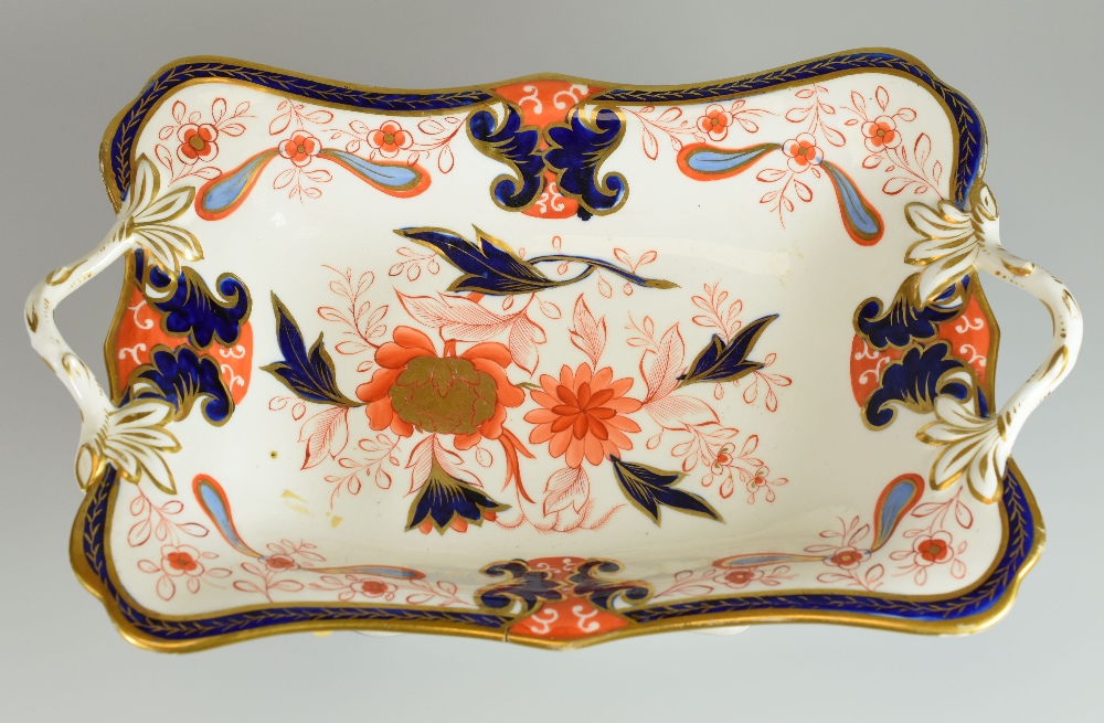 A SWANSEA PORCELAIN CENTRE DISH COMPORT circa 1815-17 raised on a shaped rectangular base and with - Image 2 of 3