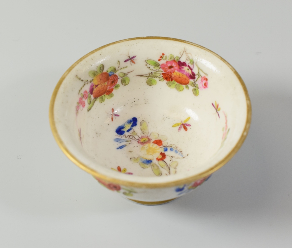 A SWANSEA PORCELAIN TEA-BOWL with flared rim and flanged foot, painted with floral sprays and - Image 3 of 3