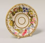 A SWANSEA PORCELAIN CABINET SAUCER DECORATED BY WILLIAM POLLARD very finely painted with a full