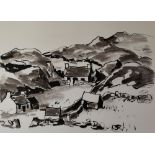 SIR KYFFIN WILLIAMS RA colour wash limited edition (6/350) print - Caernarfonshire mountain side