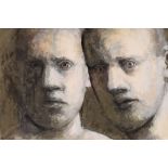 EVELYN WILLIAMS acrylic on paper - entitled verso on Martin Tinney Gallery label 'Double Portrait