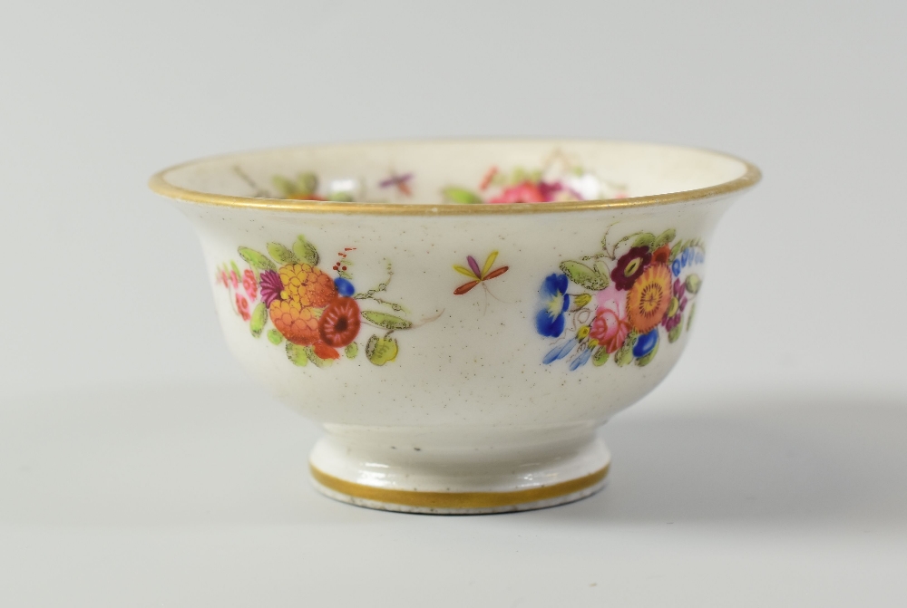 A SWANSEA PORCELAIN TEA-BOWL with flared rim and flanged foot, painted with floral sprays and - Image 2 of 3
