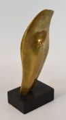 MOELWYN MERCHANT bronze sculpture - stylized flame on a rectangular slate base, dated 1972 on