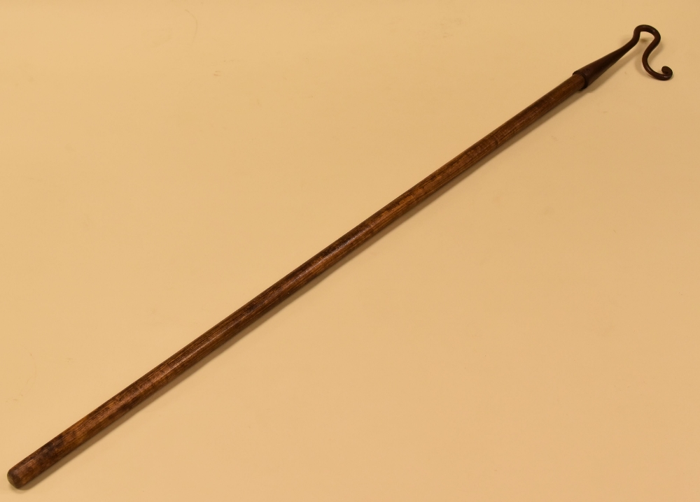 A NINETEENTH CENTURY SHEPHERD'S CROOK (WEST WALES) with iron-work fitting, 136cms long - Image 2 of 2