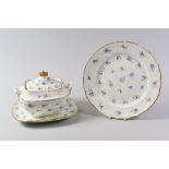 A SWANSEA PORCELAIN MATCHING SUCRIER, STAND & PLATE, to fit the stand the sucrier is of