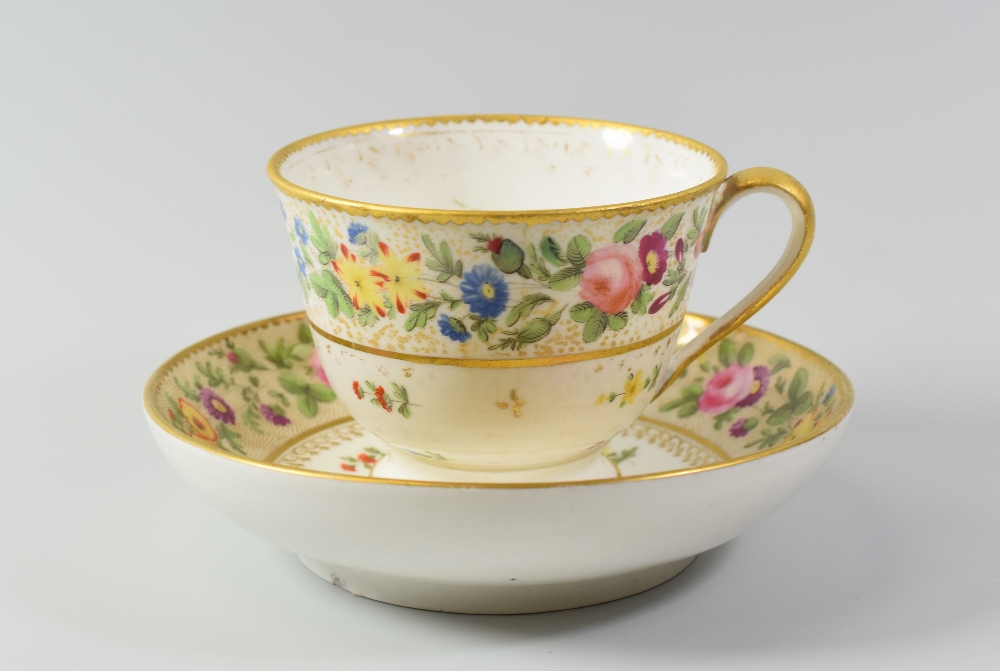 A RARE NANTGARW PORCELAIN BREAKFAST CUP & SAUCER having a dentil gilt rim and a continuous chain - Image 2 of 2