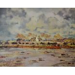 MOSS WILLIAMS watercolour - old church or chapel on the Menai Straits, signed and entitled verso '