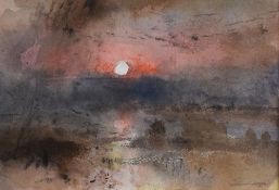 WILLIAM SELWYN watercolour - Menai Straits entitled verso 'Sunset Across the Straits', signed, 17