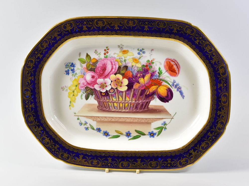 A SWANSEA PORCELAIN PLATTER FROM THE LYSAGHT SERVICE of canted rectangular form, the decoration