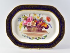 A SWANSEA PORCELAIN PLATTER FROM THE LYSAGHT SERVICE of canted rectangular form, the decoration