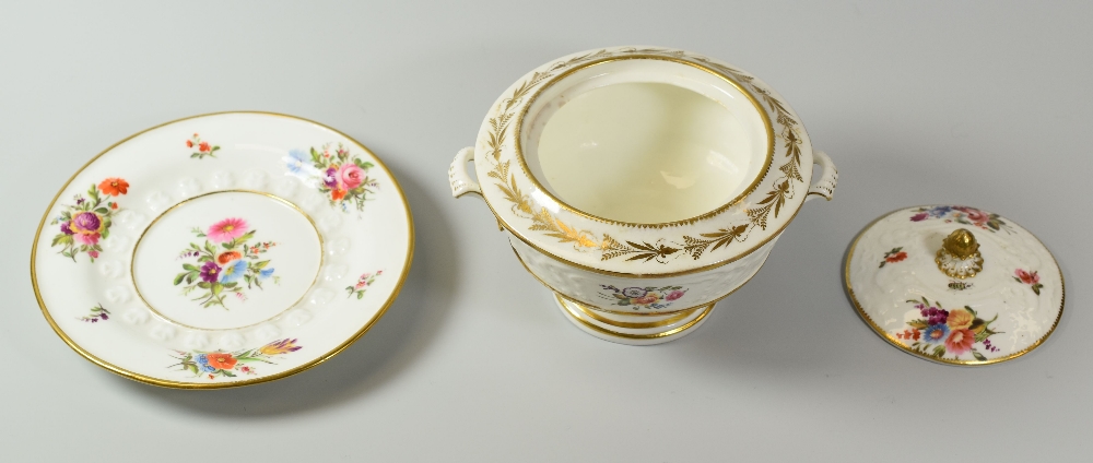 A RARE & FINE NANTGARW PORCELAIN TUREEN, COVER & STAND, circa 1818-20, the tureen moulded in relief - Image 2 of 2