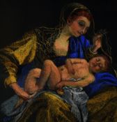CLAUDIA WILLIAMS pastel - mother with sleeping child, signed with initials, 28 x 28cms