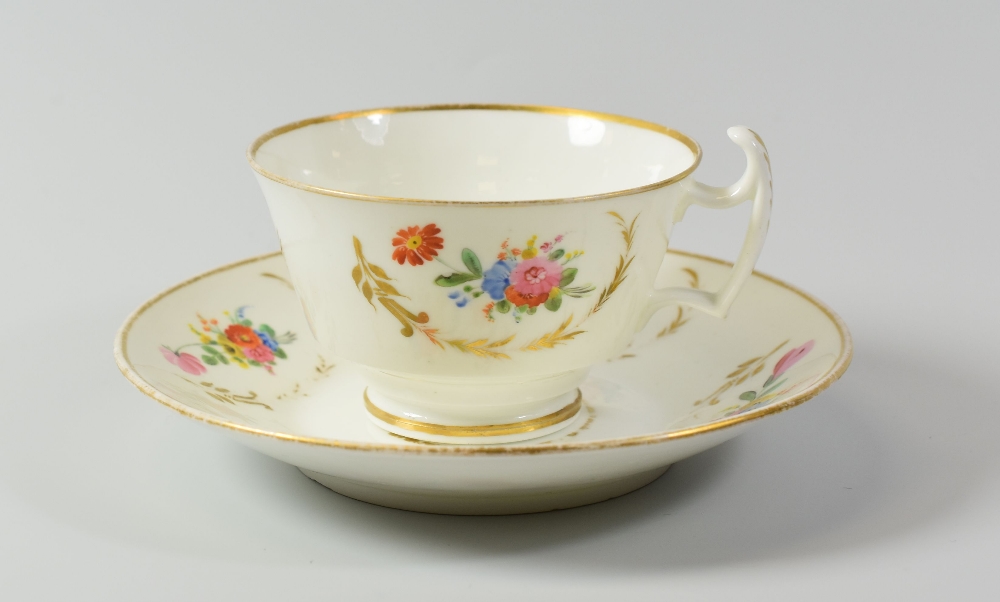 A SWANSEA PORCELAIN CUP & SAUCER with floral sprays and gilding, black Swansea script mark (wear) - Image 2 of 2