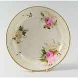 A SWANSEA PORCELAIN PLATE circa 1817, painted with three sprays of roses and other flowers and two