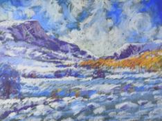 DAVID GROSVENOR pastel - Snowdonia landscape Drws-y-Coed, signed, 35 x 46cms