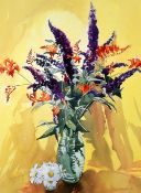 DAVID GROSVENOR watercolour - still life, foxgloves etc, signed and dated '96, 73 x 53cms