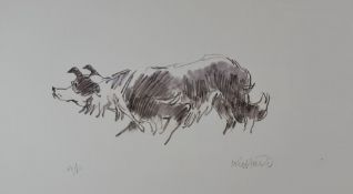 SIR KYFFIN WILLIAMS RA artist's proof (35/60) print - stalking sheepdog, signed in full, 35 x 60cms