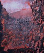 ARTHUR GIARDELLI oil on canvas - red landscape, signature and title to label verso '