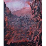 ARTHUR GIARDELLI oil on canvas - red landscape, signature and title to label verso '