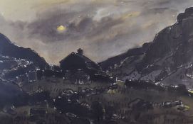 SIR KYFFIN WILLIAMS RA limited edition (12/75) print - upland farm at sunset, signed fully in pencil