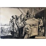 SIR FRANK BRANGWYN RA two rare important black and white / black and green lithographic prints