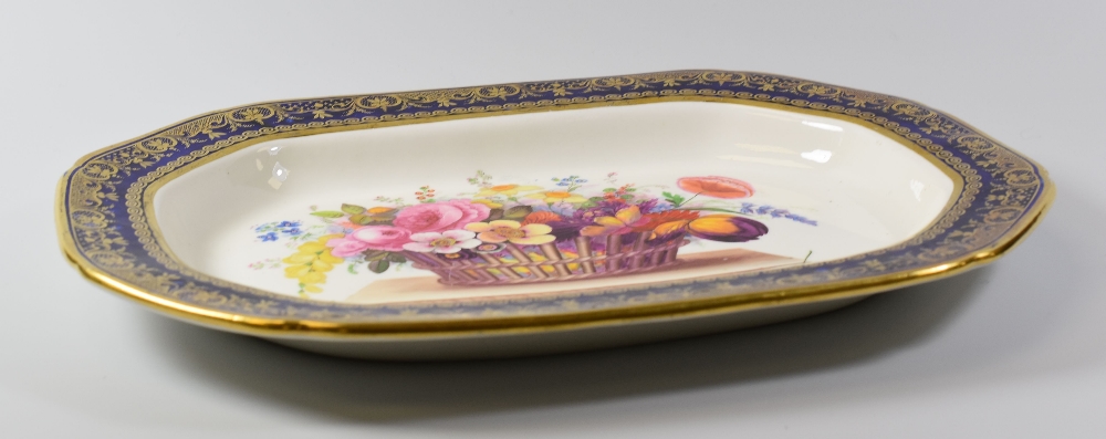 A SWANSEA PORCELAIN PLATTER FROM THE LYSAGHT SERVICE of canted rectangular form, the decoration - Image 3 of 3