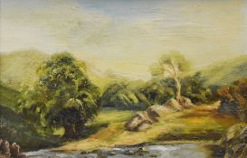 I DODD oil on board - landscape entitled verso 'Above Aberglaslyn, Beddgelert', artist's details