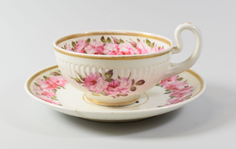 A SWANSEA PORCELAIN BREAKFAST CUP & SAUCER with Paris Flute moulding and painted with a continuous - Image 2 of 2