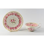 A SWANSEA PORCELAIN BREAKFAST CUP & SAUCER with Paris Flute moulding and painted with a continuous