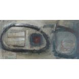 ANDREW DOUGLAS FORBES oil on board - abstract entitled verso 'Safe Haven', signed, 25.5 x 51cms