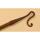 A NINETEENTH CENTURY SHEPHERD'S CROOK (WEST WALES) with iron-work fitting, 136cms long