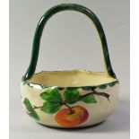 A RARE LLANELLY POTTERY FRUIT BASKET WITH PAINTED APPLES, the body with four fruit in branches and