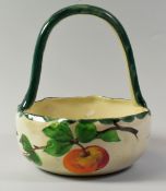 A RARE LLANELLY POTTERY FRUIT BASKET WITH PAINTED APPLES, the body with four fruit in branches and