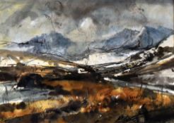 WILLIAM SELWYN mixed media - Snowdonia in winter, entitled verso 'Hydref, Dyffryn Mymbyr', signed,
