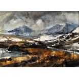 WILLIAM SELWYN mixed media - Snowdonia in winter, entitled verso 'Hydref, Dyffryn Mymbyr', signed,