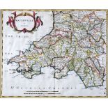 ROBERT MORDEN coloured antiquarian map of 'South Wales', 36 x 43cms