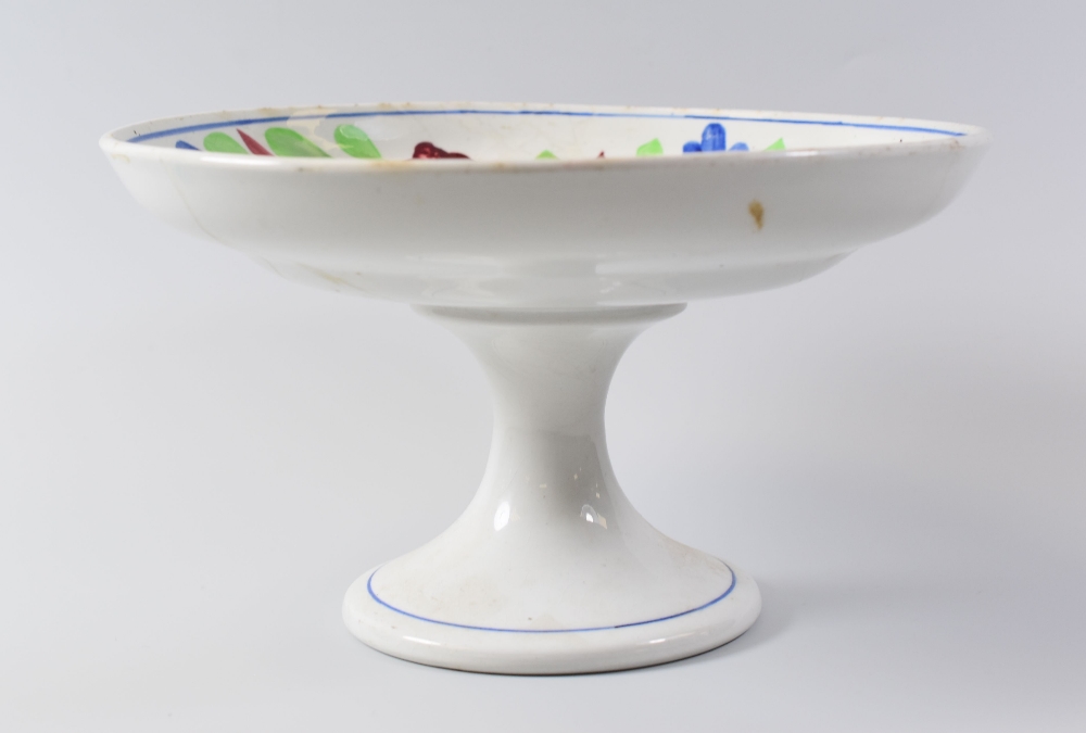 A LANELLY POTTERY PEDESTAL FRUIT STAND, the shallow dish raised on a circular base and having a - Image 3 of 3