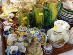 Parcel of mixed pottery and china including a trio of 'Corn on the Cob' jugs