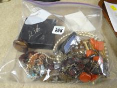 A bag of costume jewellery etc