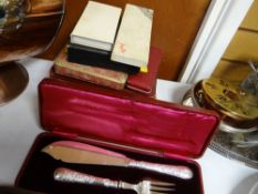 Sundry cased cutlery items including a mother of pearl handled fish cutlery set, a good quality