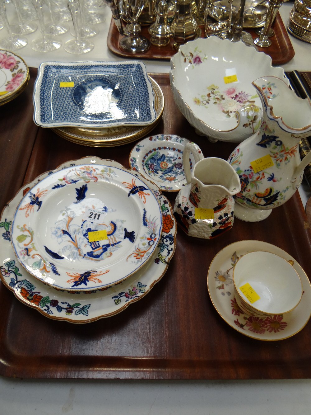 A parcel of mixed pottery and china including a set of three botanical plates, Royal Worcester cup