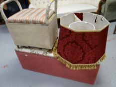 A loom ottoman and a box stool with handles