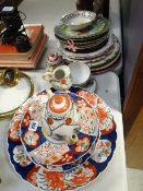 A parcel of Imari china and sundry display plates etc