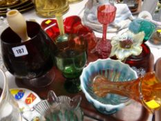 A parcel of coloured decorative glassware