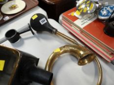 A vintage brass and rubber motoring horn